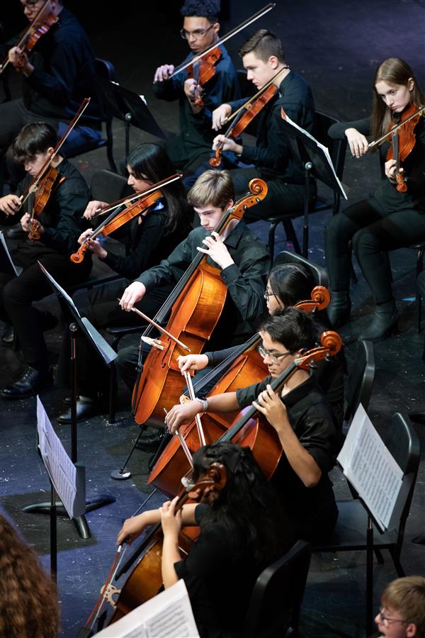 Students performing at the 2023-2024 All County Orchestra Concert